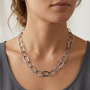 Silpada Retired N1667 Sterling Silver Hammered Oval Link Necklace